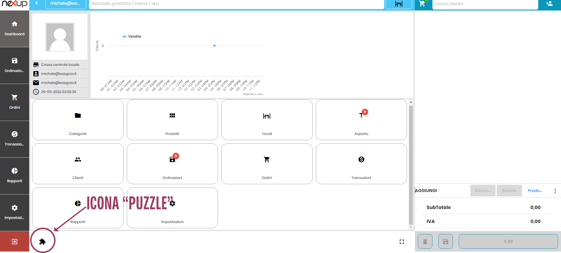 screenshot icona puzzle dashboard